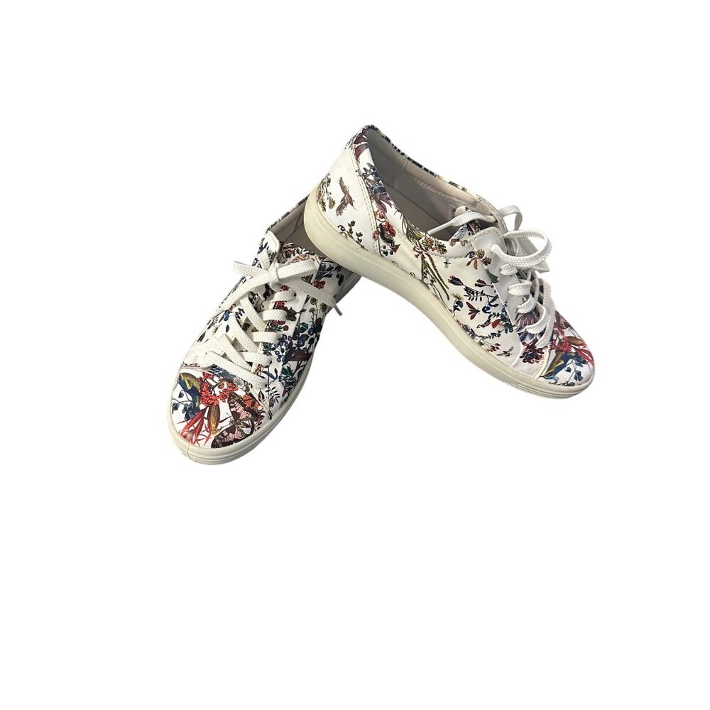 Ecco Kristjana Williams Floral  White Leather Womens Sneakers 40 EU / 9-9.5 US